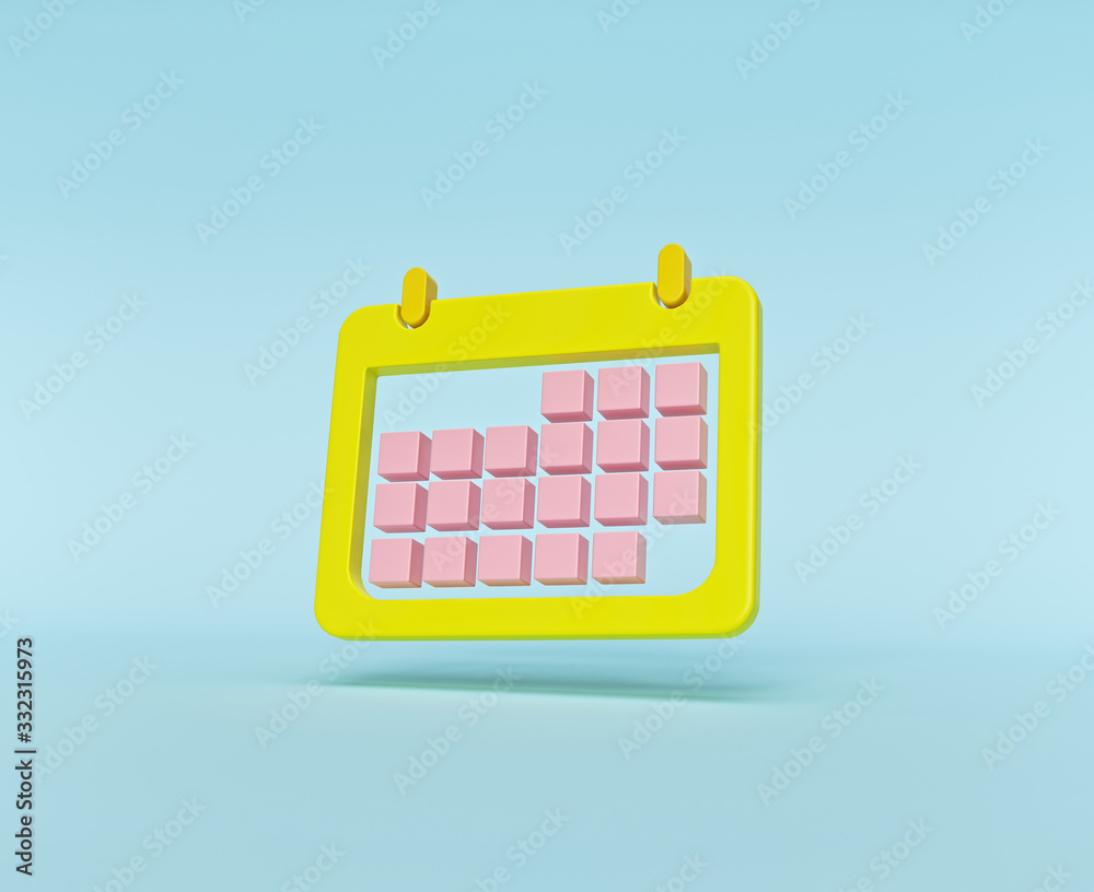 minimal Calendar icon isolated on pastel blue background. 3d rendering minimal Calendar icon isolated on pastel blue background. 3d rendering