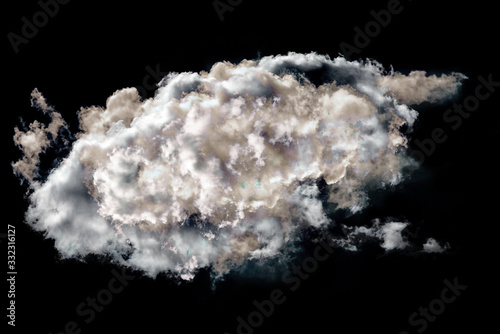 Single white dramatic cloud isolated on black background. Use it on top of your image in lighten mode for a perfect add.