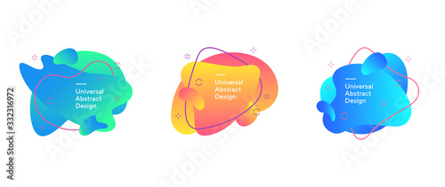 Abstract overlaid fluid shapes composition. Gradient dynamic forms, flowing liquid, flux lines. Trendy futuristic design for cover, print, wallpapers