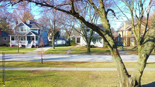 Slider View of a Beautiful Suburban Neighborhood in Chicago
