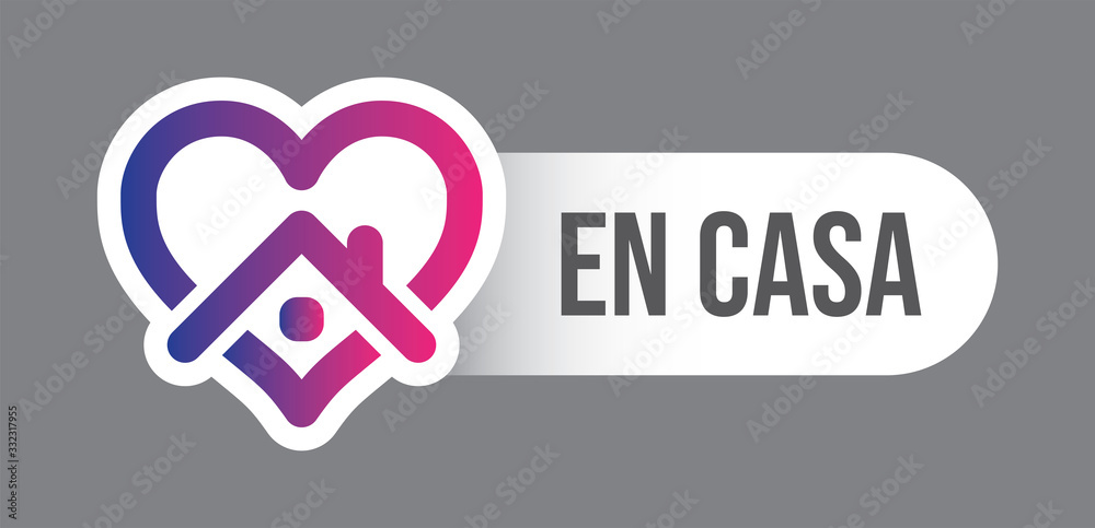 Stay at home icon and message in spanish language. Heart and house pictogram for social media in quarantine times for coronavirus pandemic outbreak. Stay at home icon and message in spanish language. Heart and house pictogram for social media in quarantine times for coronavirus pandemic outbreak.