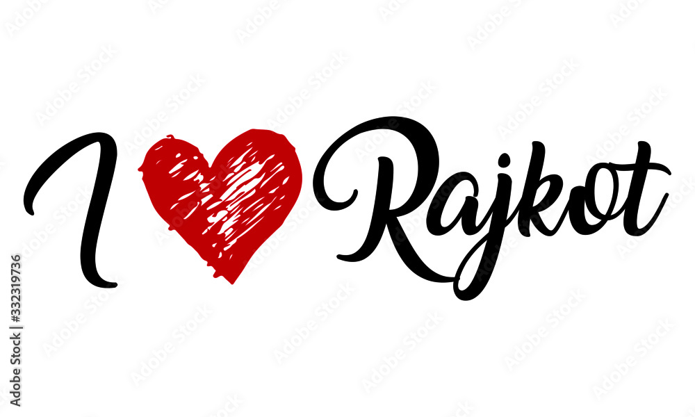 I Love Rajkot red heart and Creative Cursive Typographic Template. I Love Rajkot red heart and Creative Cursive Typographic Template.