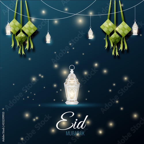 Eid AL Fitr Mubarak Islamic Celebration Background Design Vector