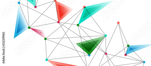 Line points connections, triangular technology design. Abstract geometric background