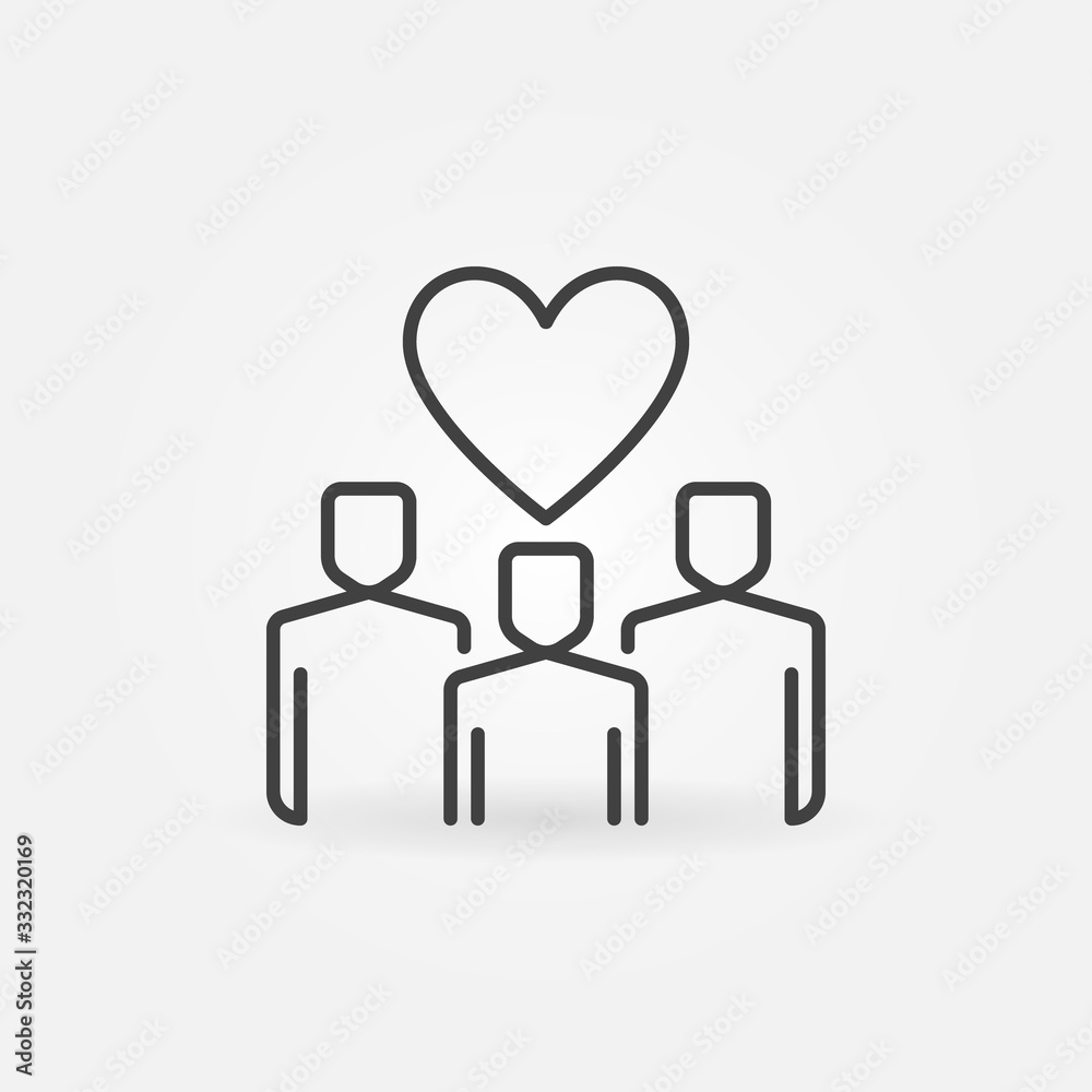 Audience or Follewers with Heart vector outline concept icon or logo Audience or Follewers with Heart vector outline concept icon or logo