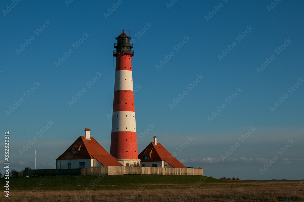 Leuchtturm Westerhever, Wahrzeichen von Nordfriesland, Nordsee, Schleswig Holstein