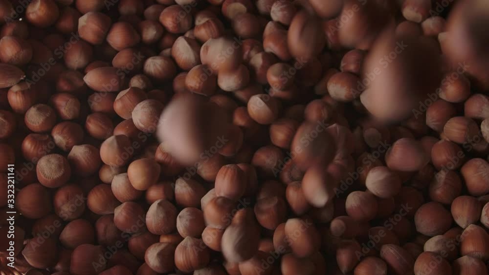 Many nuts pours in slow motion. Many nuts pours in slow motion.