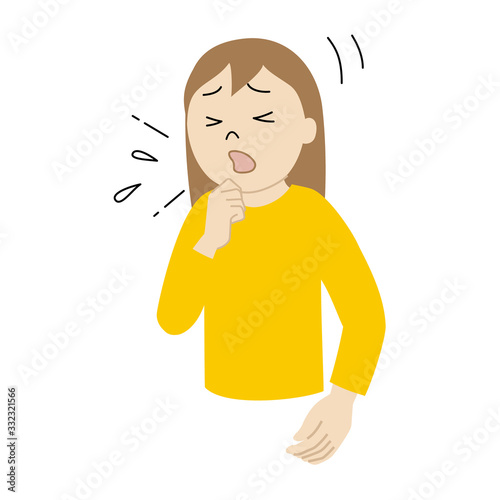 Illustration of a girl who is coughing terribly.