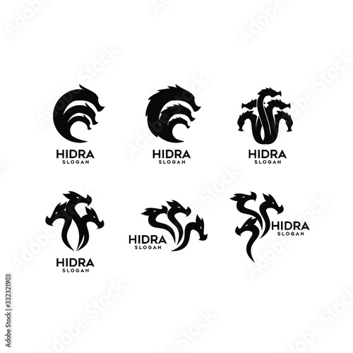 collection of hydra logo black icon design vector illustration