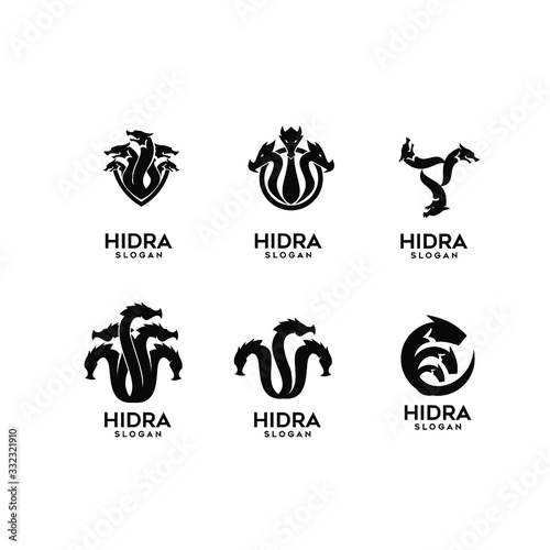 collection of hydra logo black icon design vector illustration