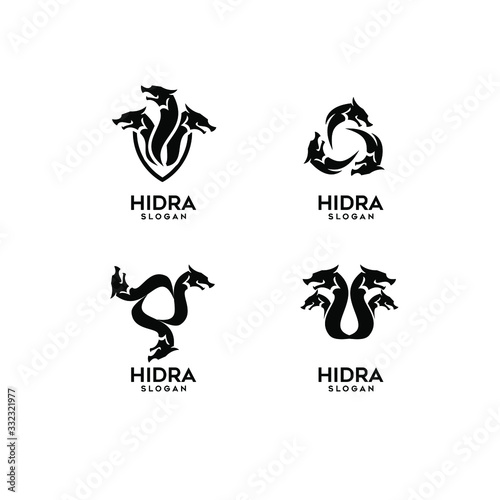 collection of hydra logo black icon design vector illustration