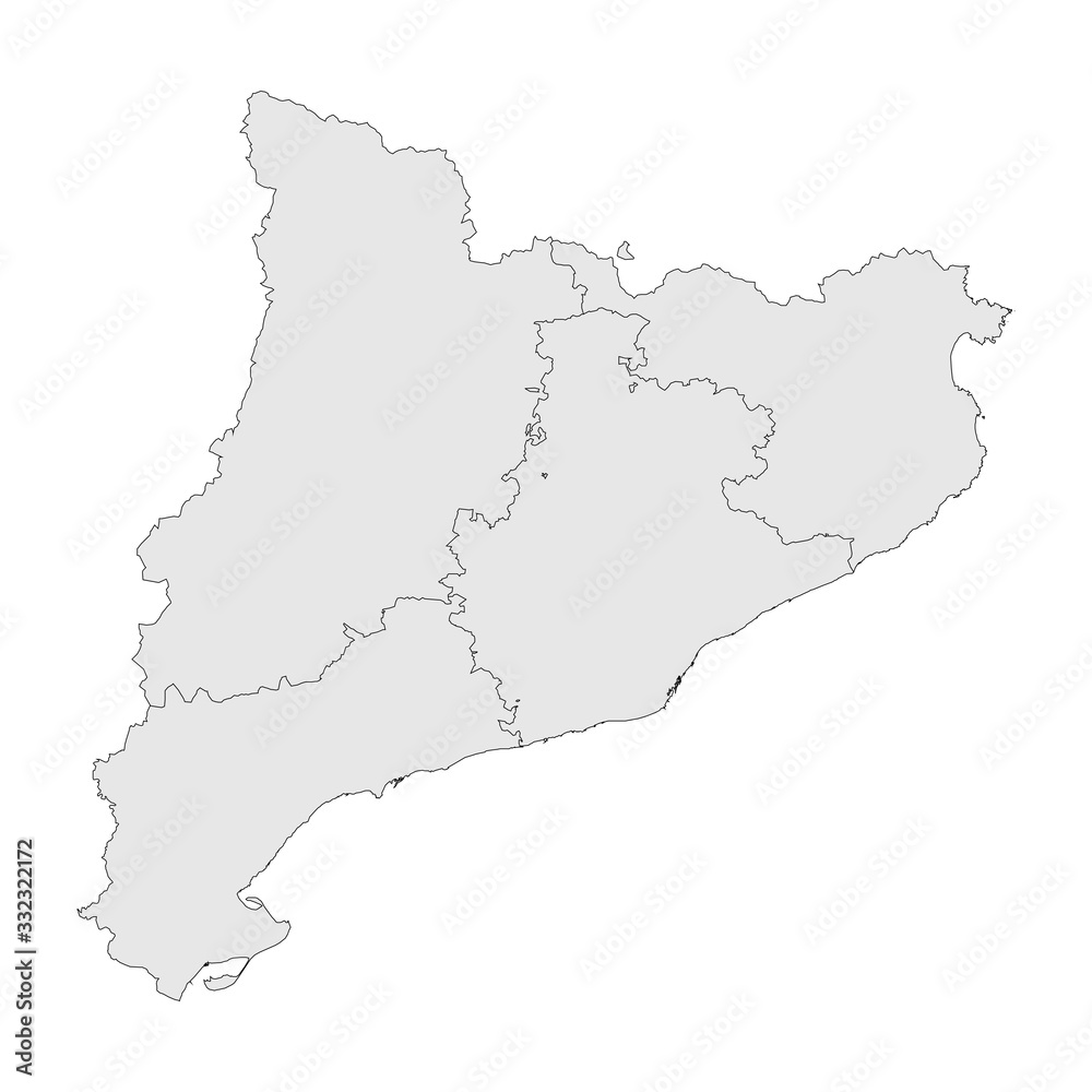 Catalonia provinces map. Gray background. Perfect for backgrounds, backdrop, banner, chart, sticker, label, poster and wallpaper.