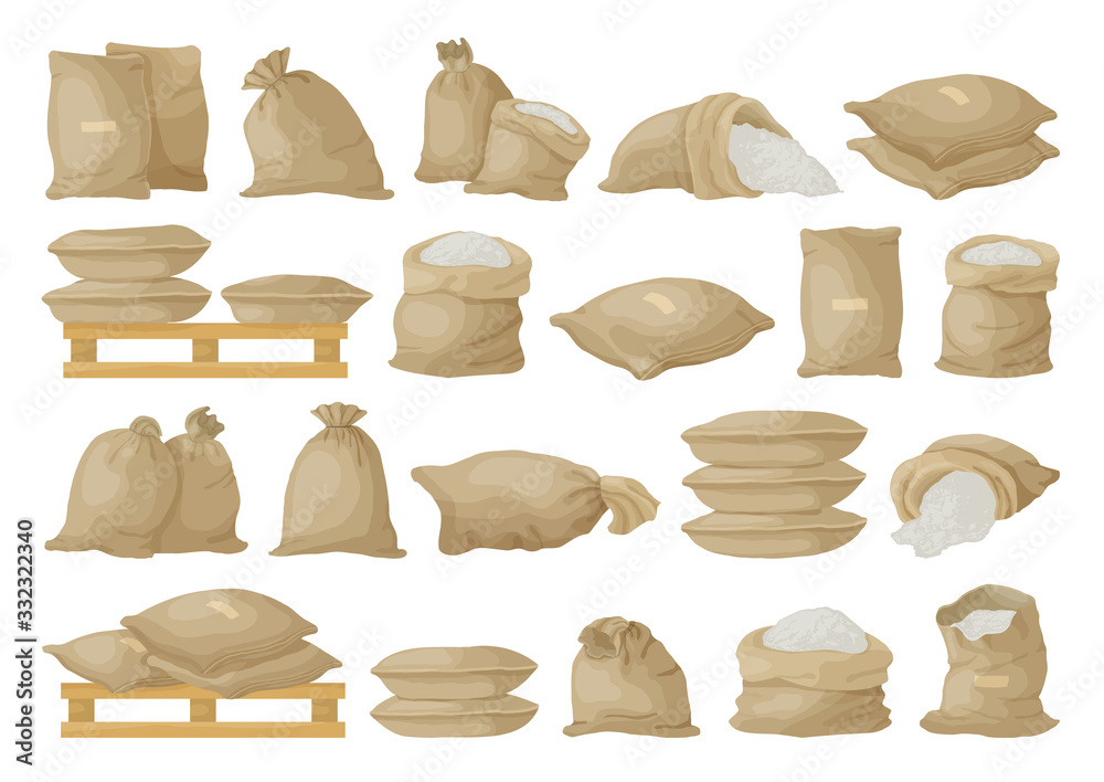 Farmer bag vector illustration on white background. Isolated cartoon set icon grain sack .Vector cartoon set icon farmer bag.