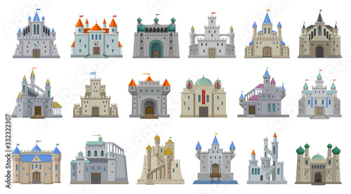 Medieval castle vector cartoon set icon. Isolated cartoon set icon knight fortress. Vector illustration medieval castle on white background.