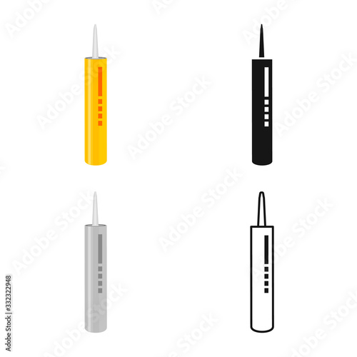 Isolated object of tube and super sign. Web element of tube and caulk stock vector illustration.