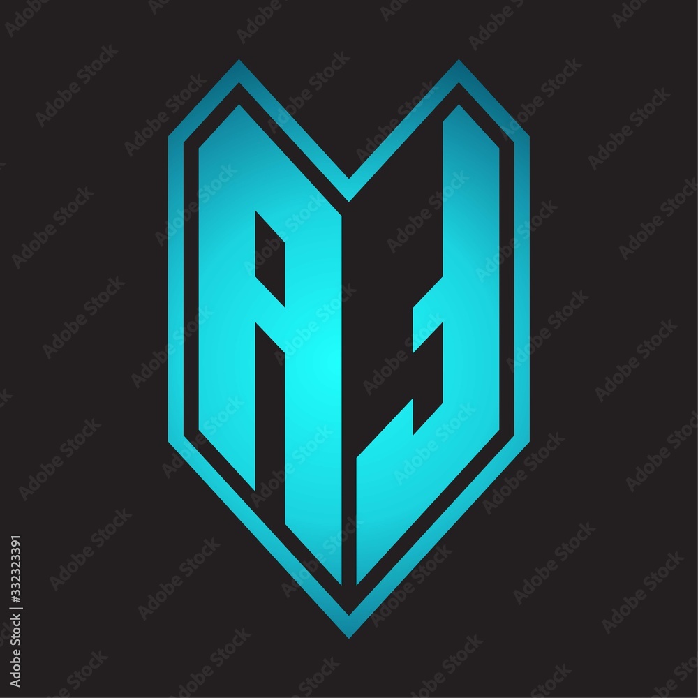 AT Logo monogram with emblem line style isolated on blue gradient colors AT Logo monogram with emblem line style isolated on blue gradient colors