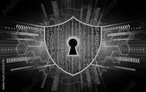 Closed Padlock on digital background, cyber security