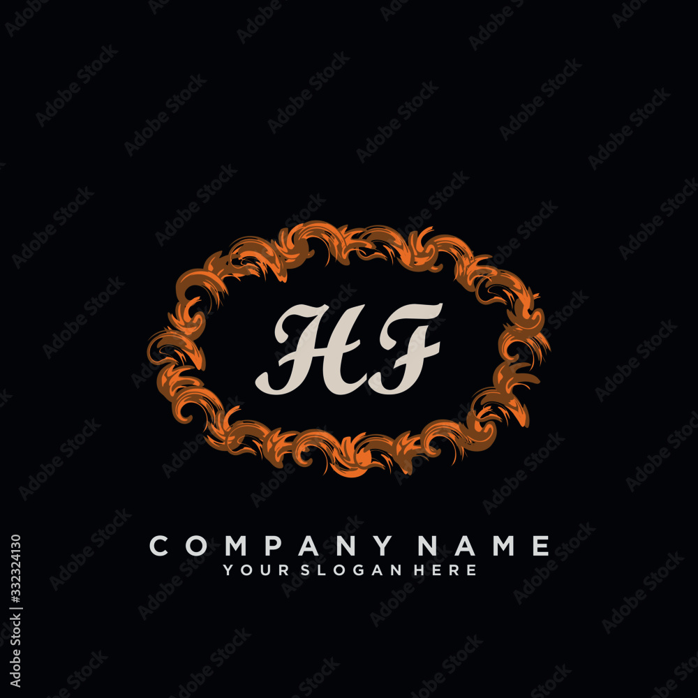 Initial Letter HF Logo With circle Template Vector	
