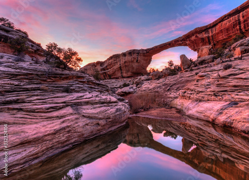 Owachomo Bridge Reflecting Pool Sunset photo