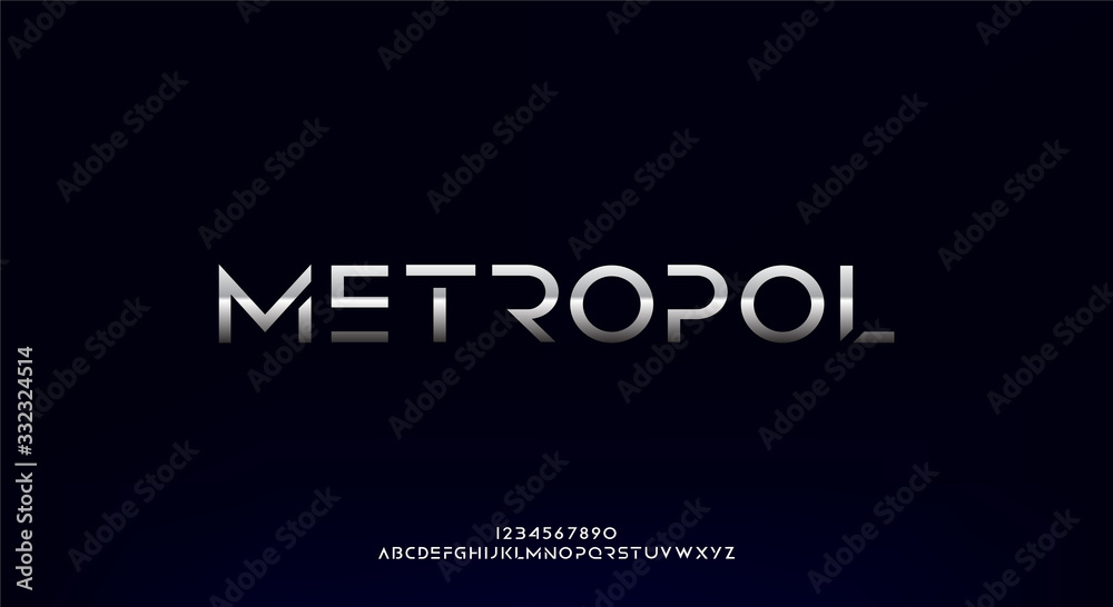 Metropol, an abstract technology futuristic alphabet font. digital space typography vector illustration design
