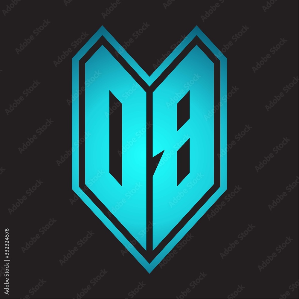 DB Logo monogram with emblem line style isolated on blue gradient colors DB Logo monogram with emblem line style isolated on blue gradient colors