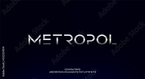 Metropol, an abstract technology futuristic alphabet font. digital space typography vector illustration design