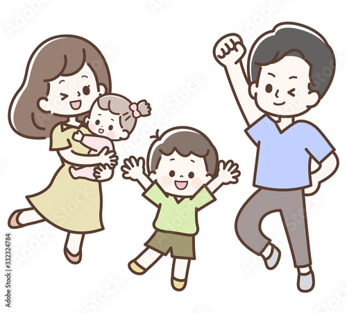 ジャンプする家族