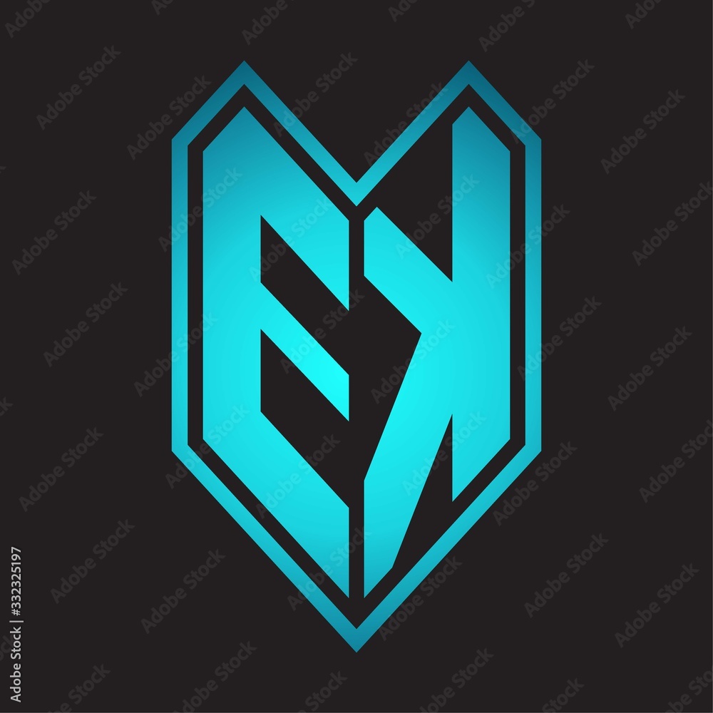 EK Logo monogram with emblem line style isolated on blue gradient colors EK Logo monogram with emblem line style isolated on blue gradient colors