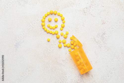 Bottle and face made of pil...