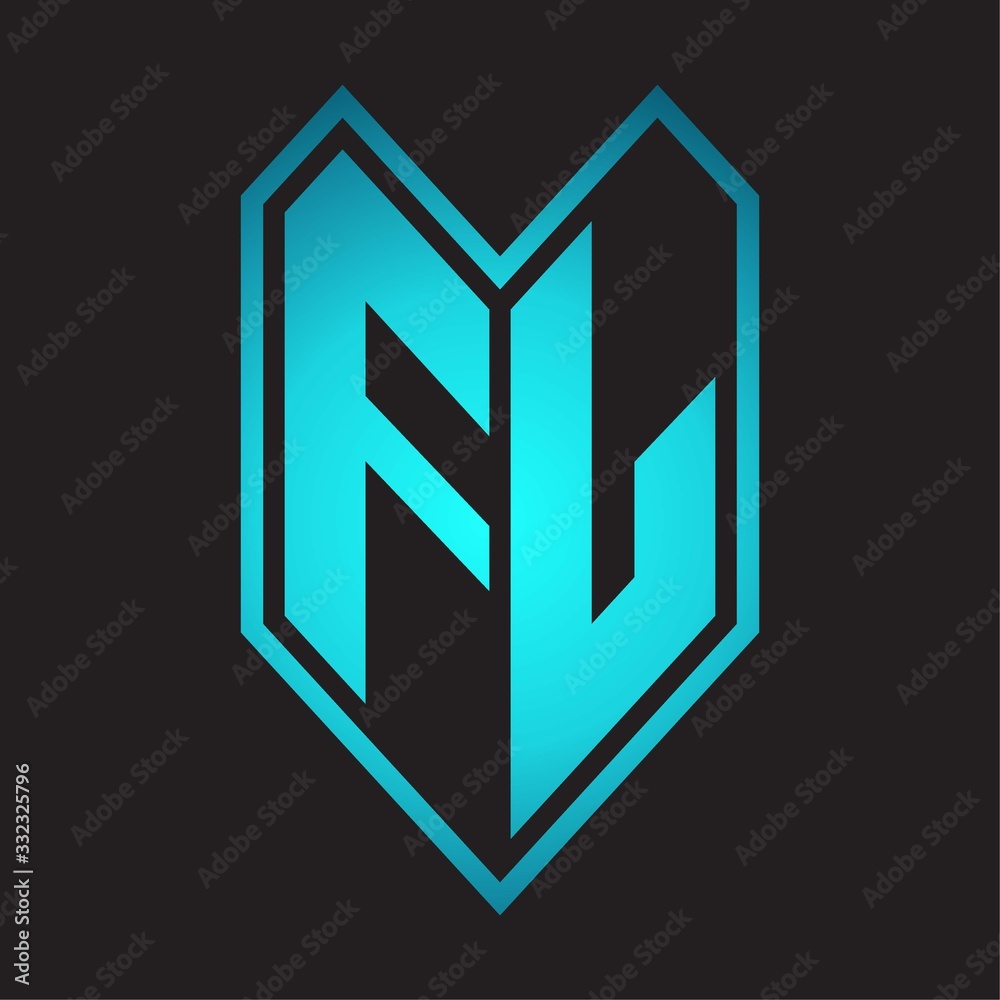 FL Logo monogram with emblem line style isolated on blue gradient colors FL Logo monogram with emblem line style isolated on blue gradient colors