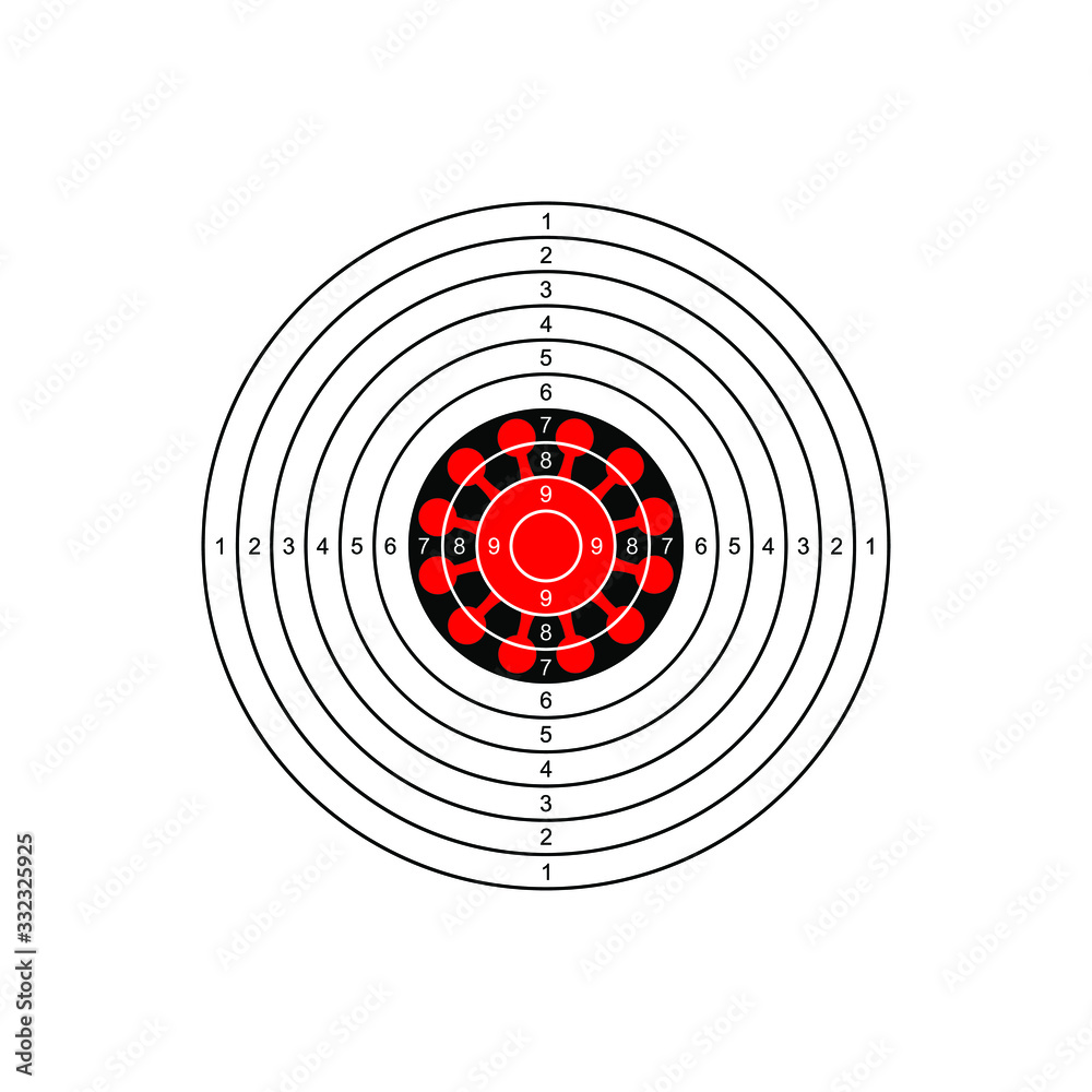 Anti depression target with virus and numbers. Stop corona virus. Isolated image on a white background. Vector illustration. Anti depression target with virus and numbers. Stop corona virus. Isolated image on a white background. Vector illustration.