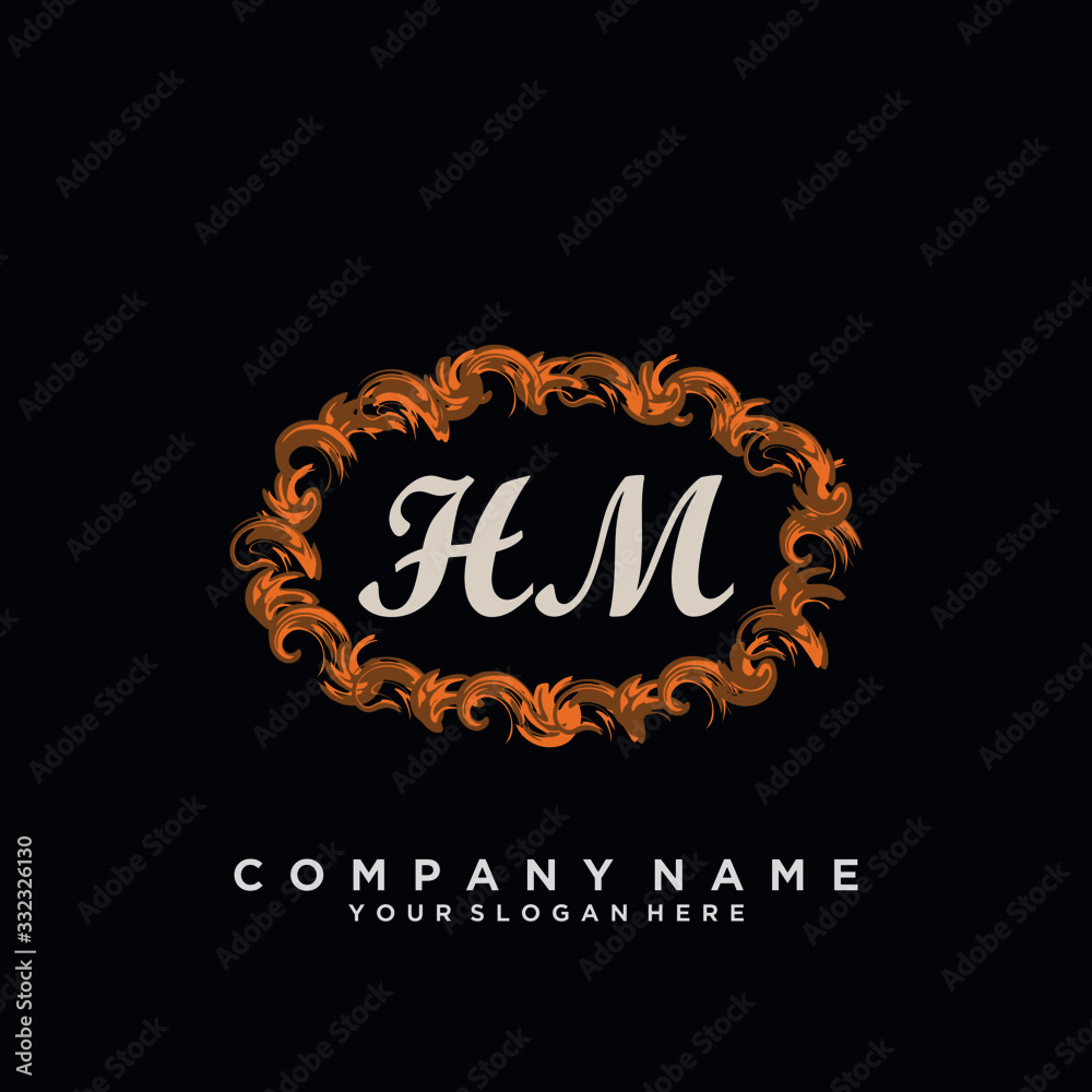 Initial Letter HM Logo With circle Template Vector	
