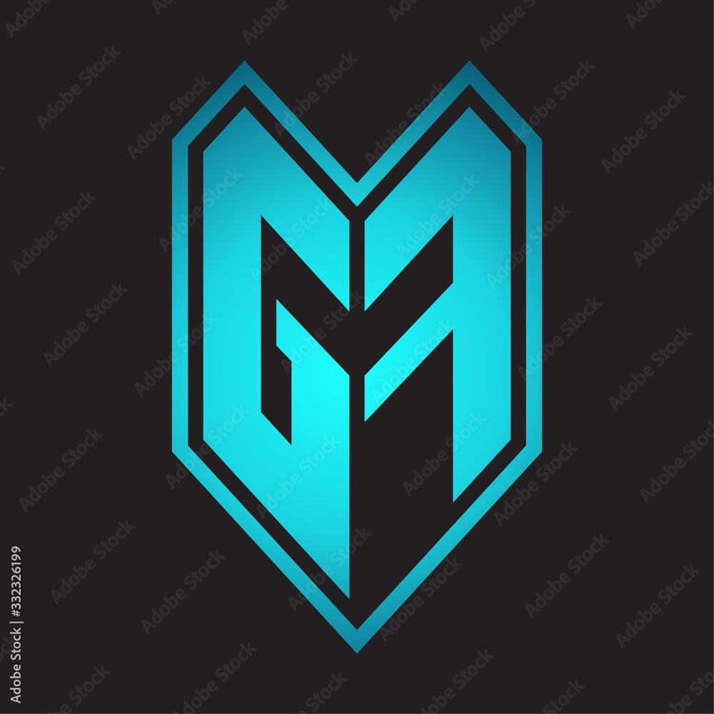 GF Logo monogram with emblem line style isolated on blue gradient colors