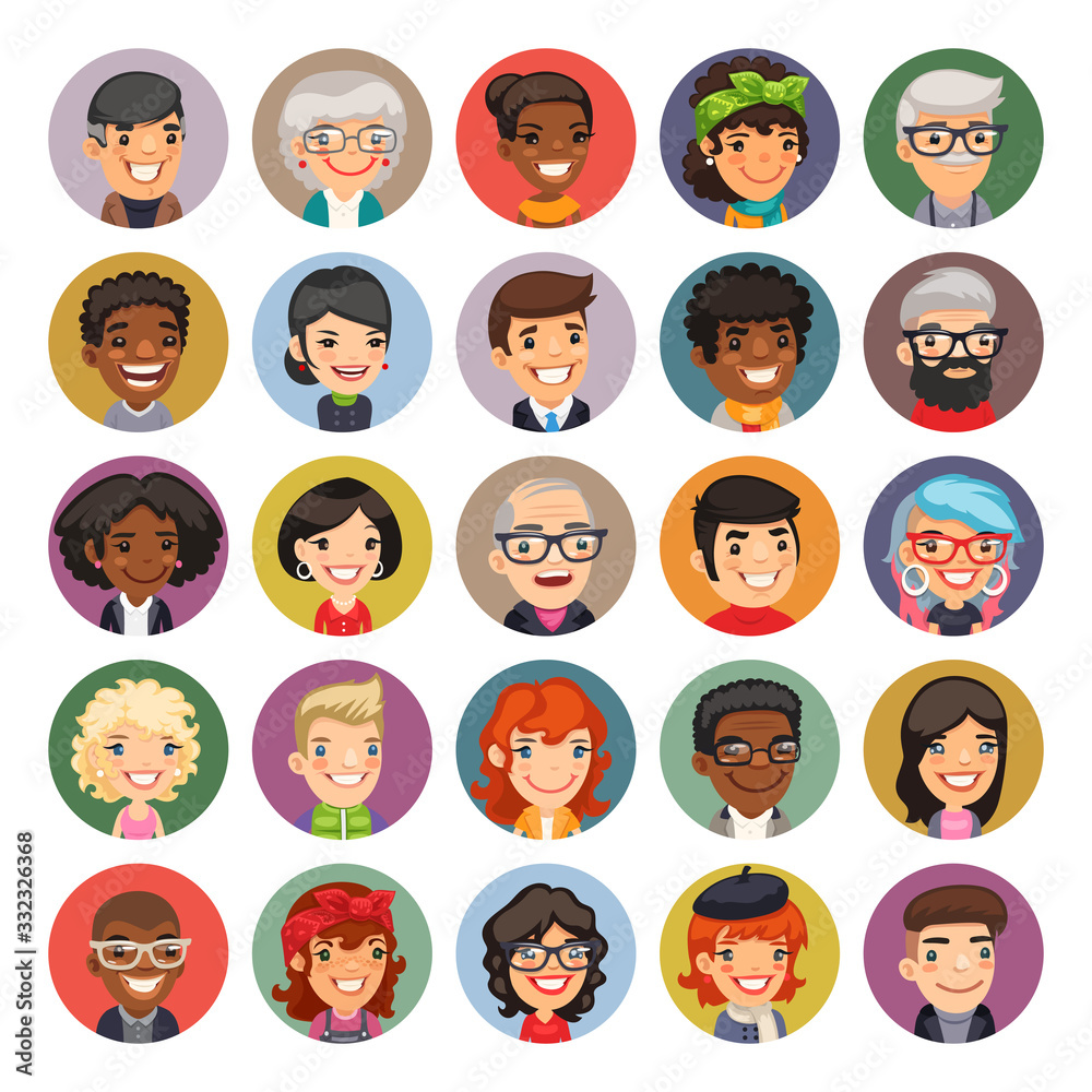 Flat cartoon avatars collection of people. Isolated on white background. Clipping paths included. Flat cartoon avatars collection of people. Isolated on white background. Clipping paths included.