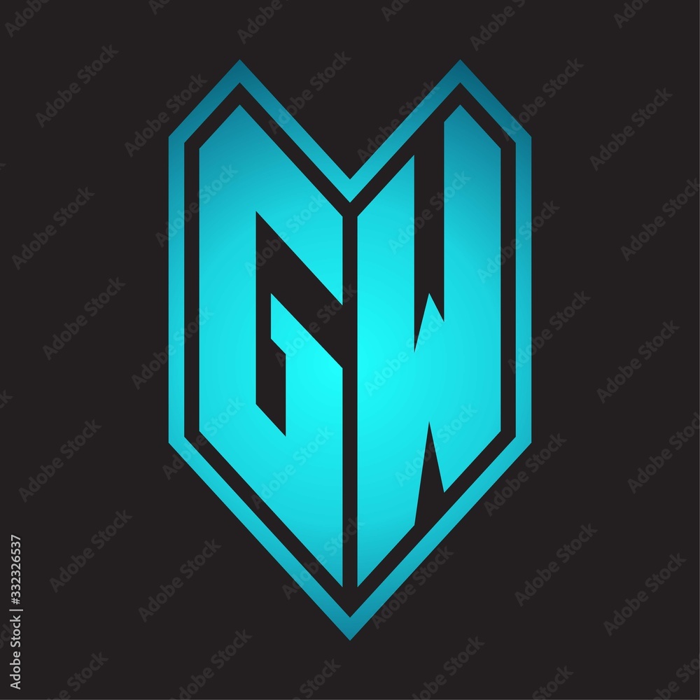 GW Logo monogram with emblem line style isolated on blue gradient colors