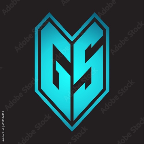 GS Logo monogram with emblem line style isolated on blue gradient colors
