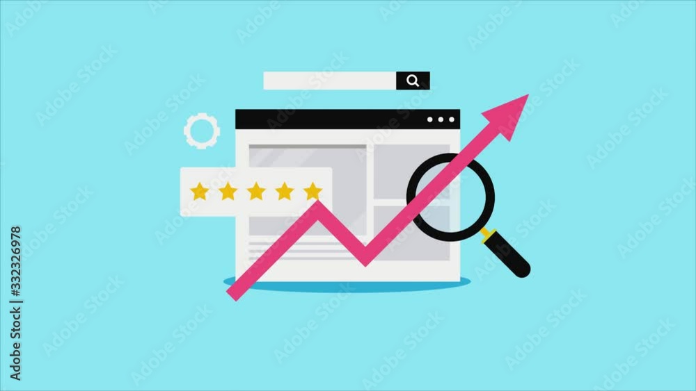 Seo optimization, website traffic growth, data analysis, seo monitoring for online business, increasing marketing graph concept. 2d animation, video clip.