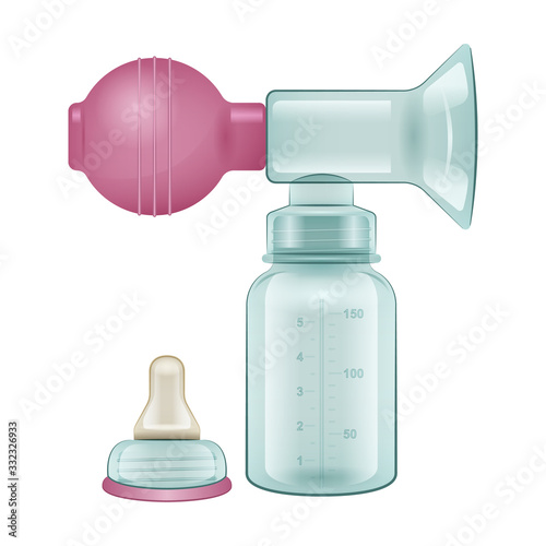 Breast pump vector icon.Realistic vector icon isolated on white background breast pump .