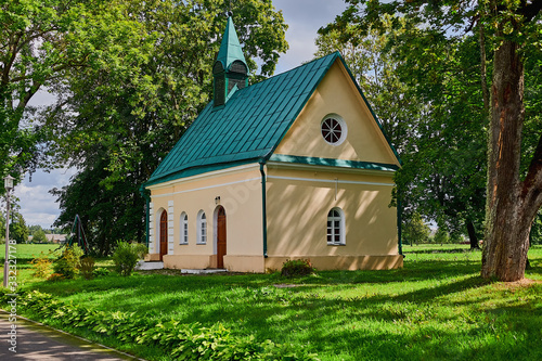 Belarus, Zalesie August 2019. House Church in the old manor of the famous composer Oginsky.