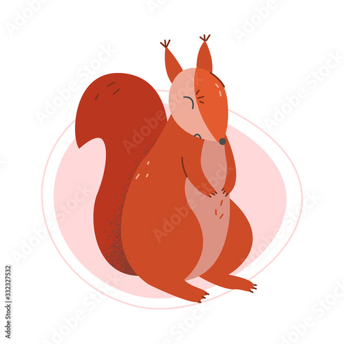 Cute Squirrel Animal Sitting Isolated on White Background Vector Illustration