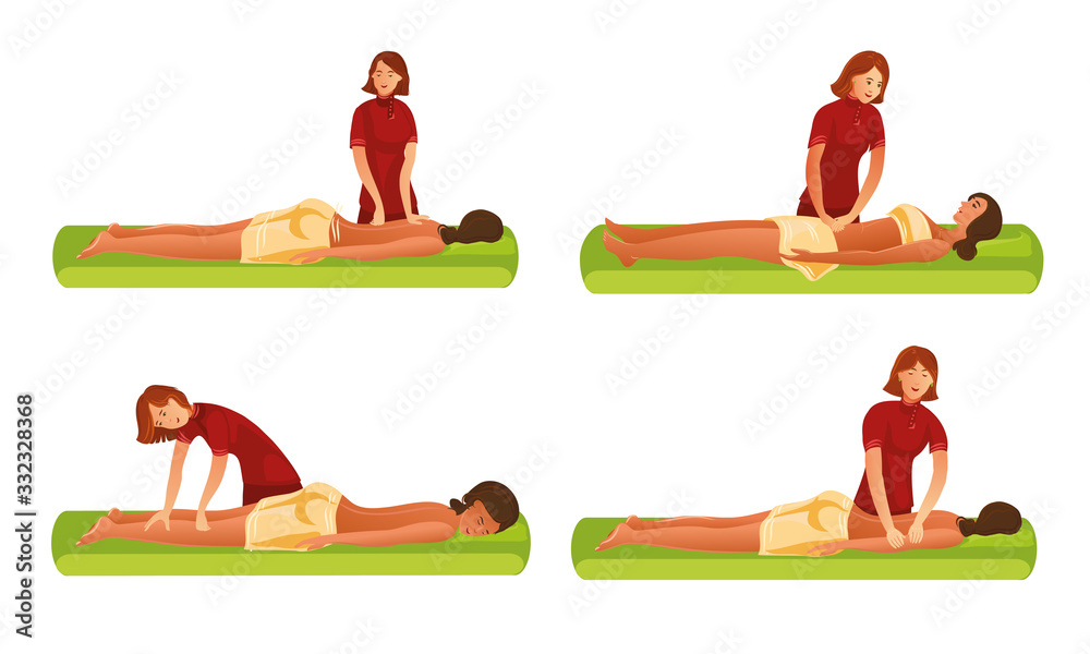 Φωτογραφία Set of woman masseur making massage for the girl