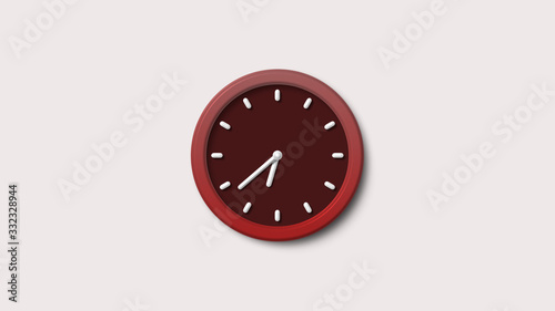 New red dark clock icon,3d clock icon,clock icon,White background 3d clock icon