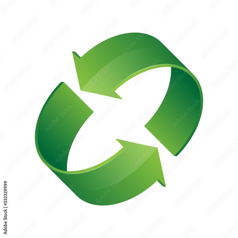 3d green recycling icon. Symbol of cyclic rotation, recycle, renewal. 3d green recycling icon. Symbol of cyclic rotation, recycle, renewal.