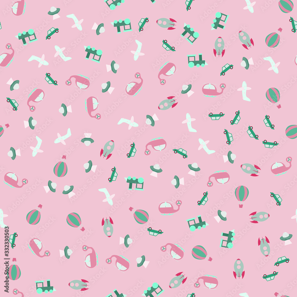 Baby boy and girl seamless pattern with toy transport Baby boy and girl seamless pattern with toy transport