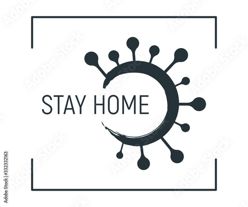 Epidemic coronavirus font label, concept vector illustration, isolated on white. Quotation social distancing banner, stay home, antivirus propaganda.