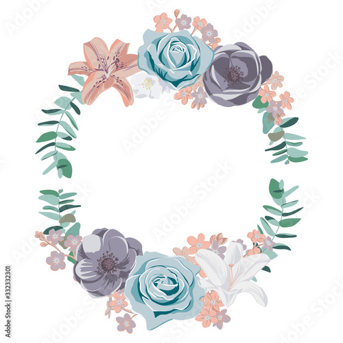 vector drawing flowers set