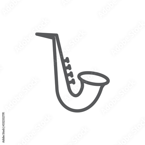 Saxophone line icon on white background
