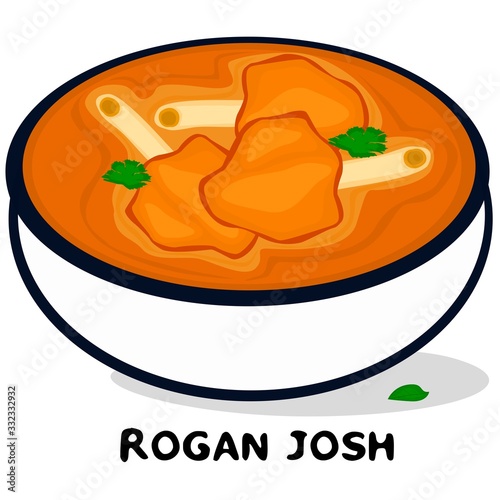 Rogan josh indian Jammu and Kashmir Food Vector