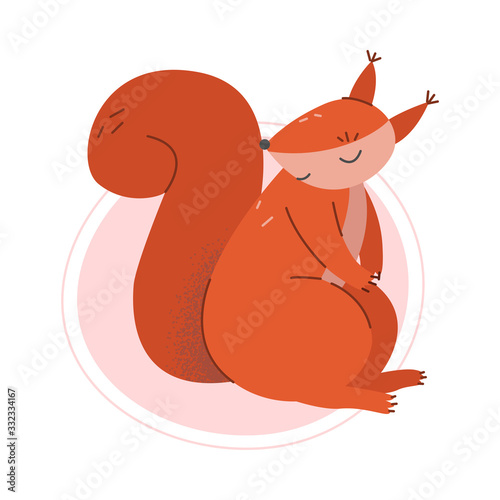 Cute Squirrel Animal Sitting Isolated on White Background Vector Illustration