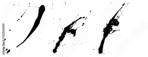 Canvas Print abstract artistic ink black of stain or splash black watercolor paint and liquid
